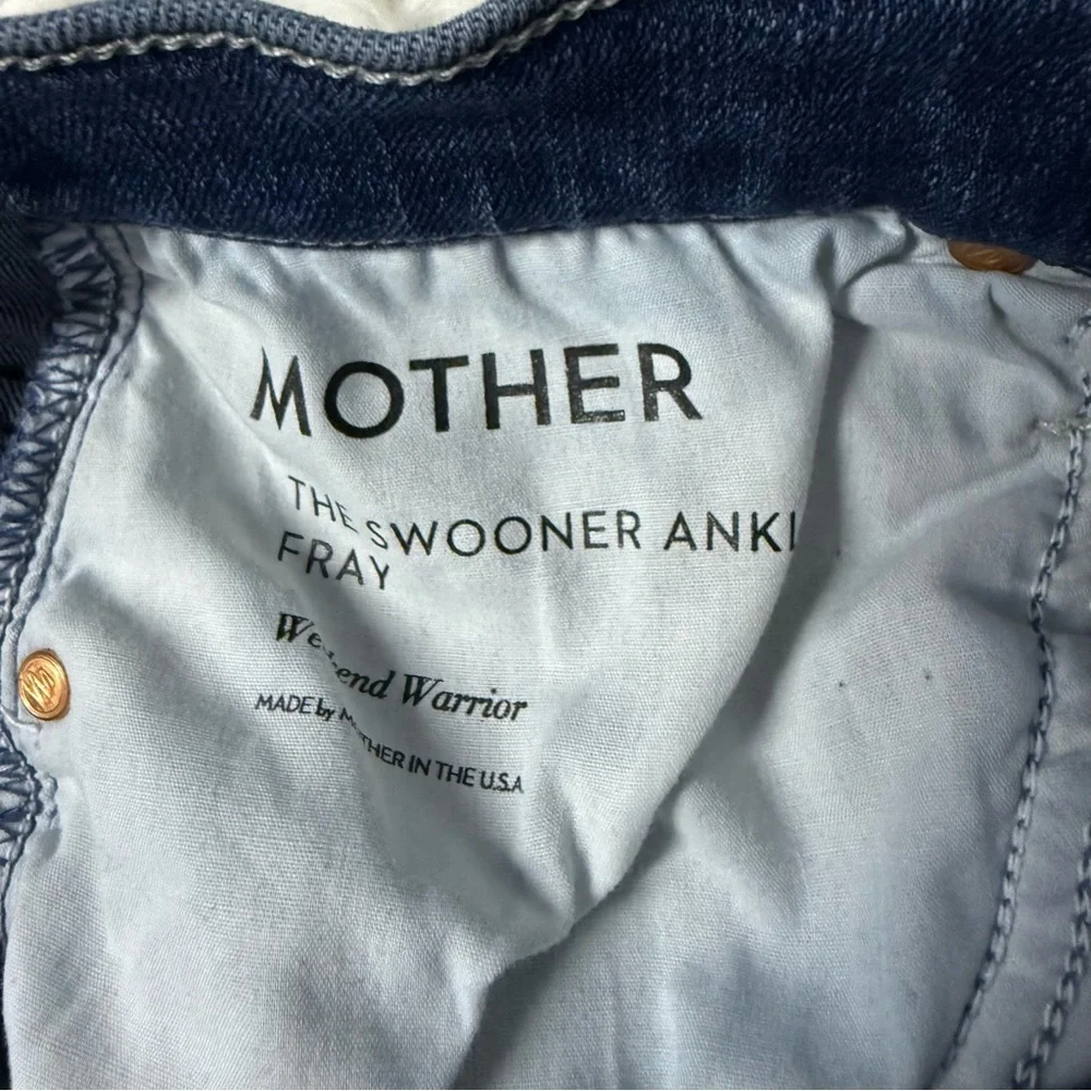 MOTHER Skinny Jeans The Swooner Ankle Fray Jeans Weekend Warrior Size 26